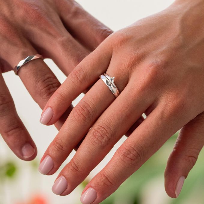 Aliança de Namoro Prata esterlina 925 3mm Facetas Trabalhadas Prisma - Par