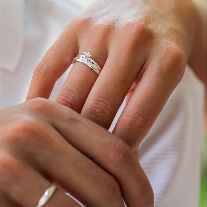 Aliança de Namoro Prata esterlina 925 3mm Facetas Trabalhadas Prisma - Unidade