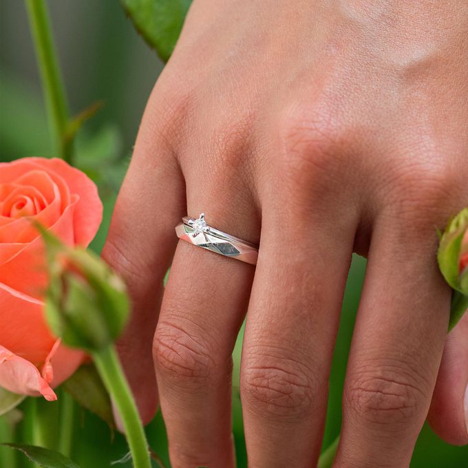 Aliança de Namoro Prata esterlina 925 3mm Facetas Trabalhadas Prisma - Unidade