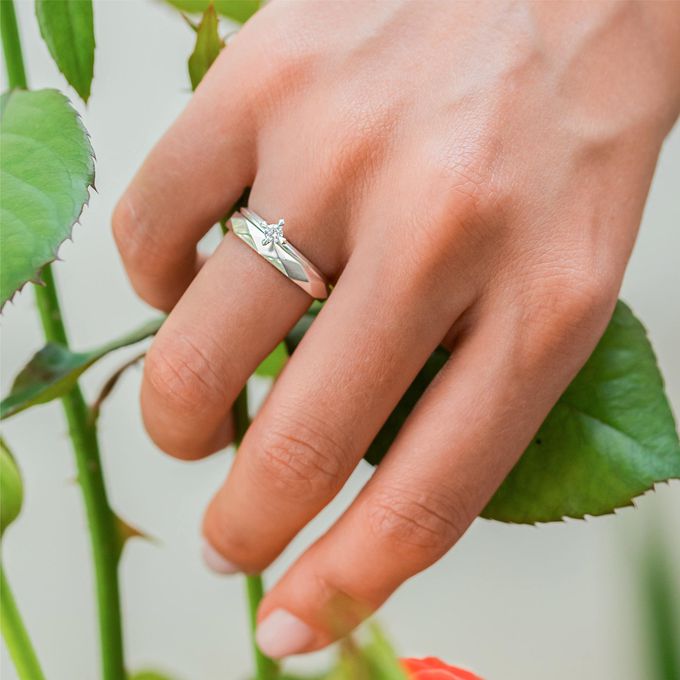 Aliança de Namoro Prata esterlina 925 3mm Facetas Trabalhadas Prisma - Unidade