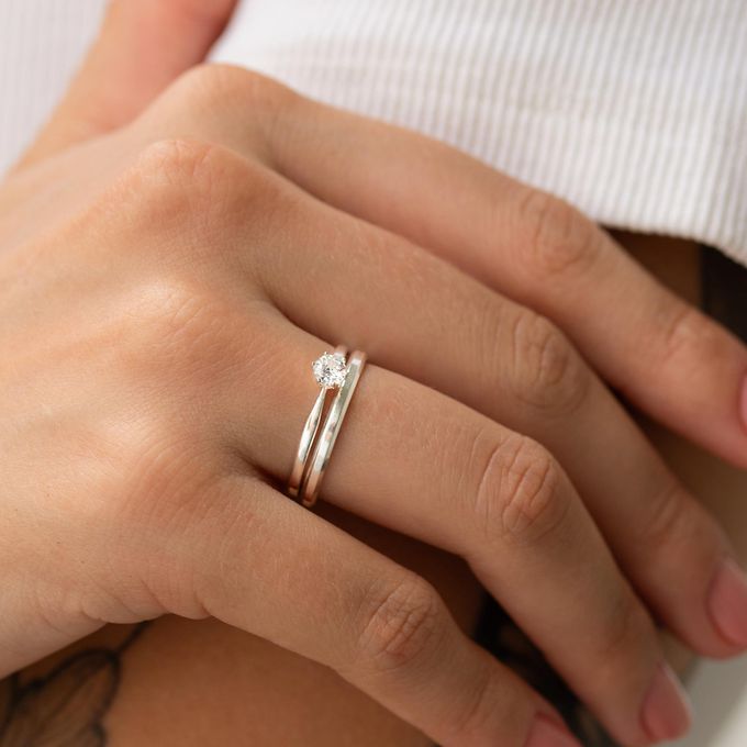 Anel de Prata esterlina Solitário 925 Lune