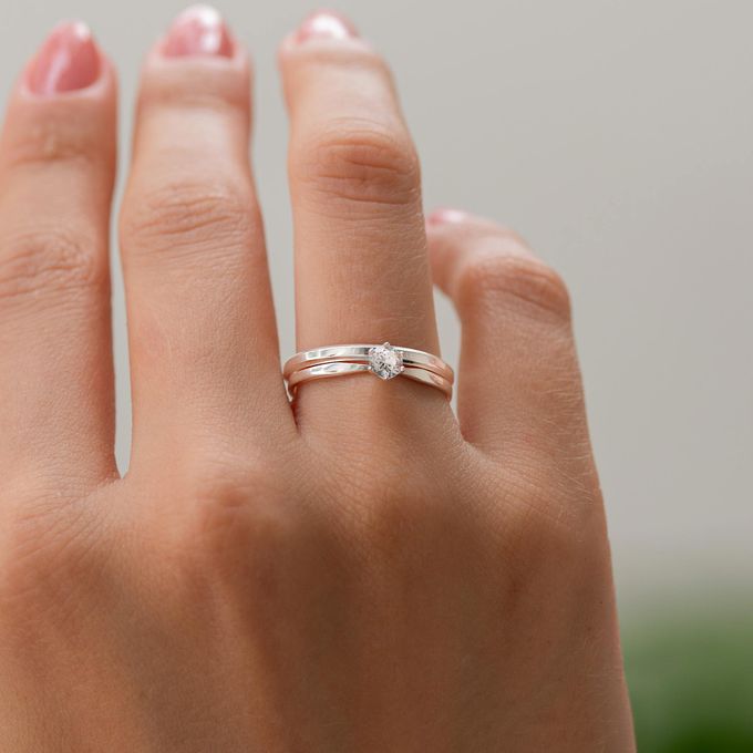 Anel de Prata esterlina Solitário 925 Lune