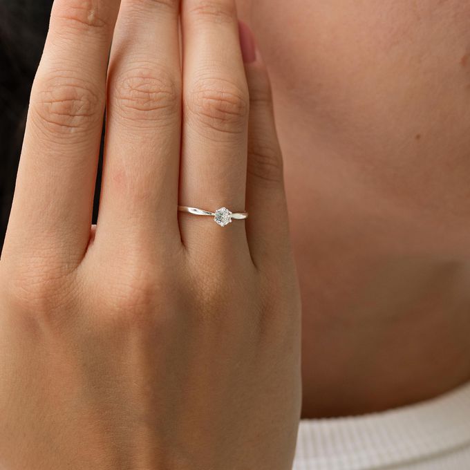 Anel de Prata esterlina Solitário 925 Lune