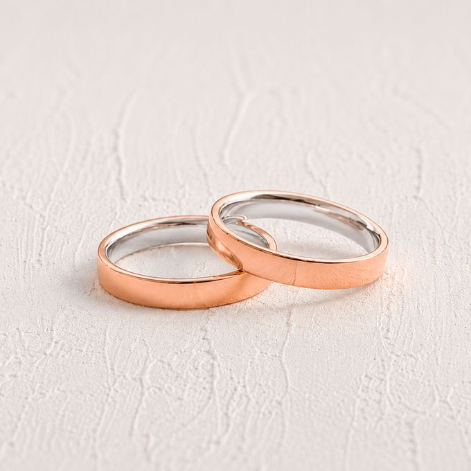 Aliança de Casamento de Prata Esterlina 925 Revestida em Ouro 4mm Bahamas - Par