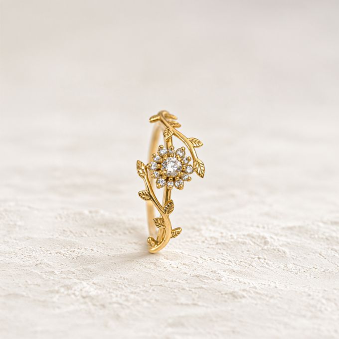 Anel de Noivado Ouro Solitario Girassol