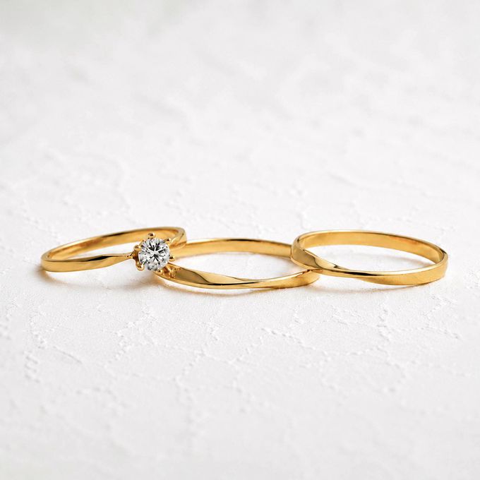 Aliança de Casamento em Ouro 2mm Eternal e Anel Solitário Lune - Conjunto