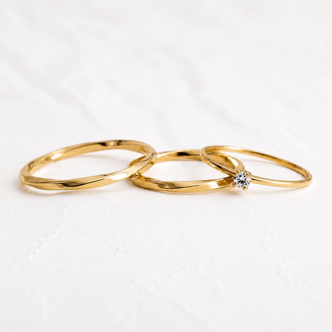 Aliança de Casamento em Ouro 1,5mm Vórtice e Anel Solitário Mia Anima - Conjunto