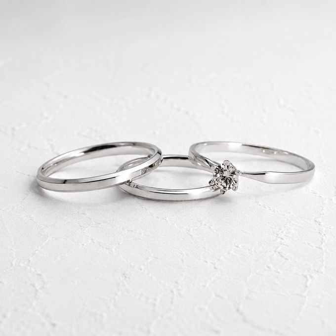 Aliança de Namoro em Prata esterlina 925 2mm Zara e Solitário Lune - Conjunto