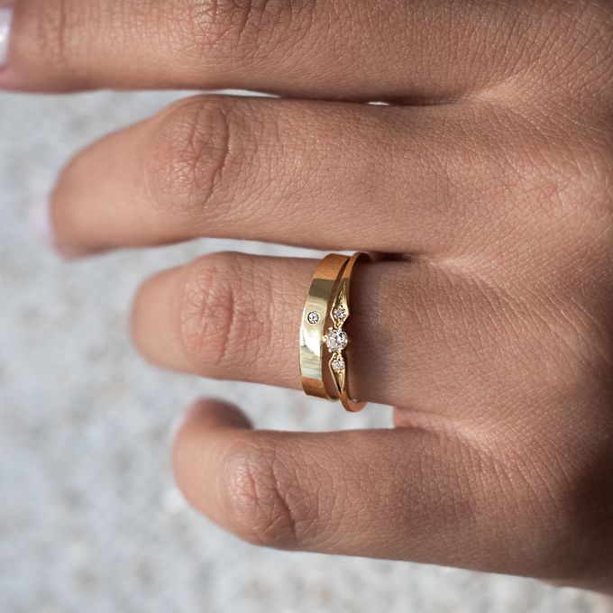 Aliança de Casamento em Ouro 3mm Bahamas e Anel Solitário Valentina - Combo