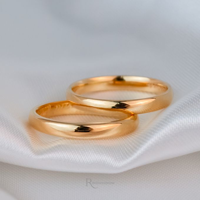 Aliança de Casamento em Ouro 3mm Abaulado Elevado Bombé - Par