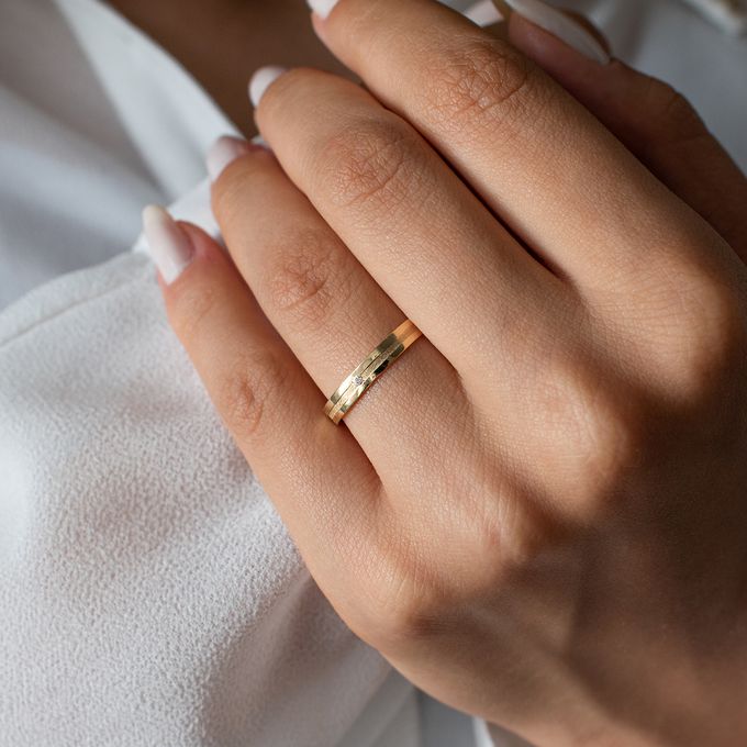 Aliança de Casamento em Ouro 3mm Fosco Diamantado Canastra - Unidade