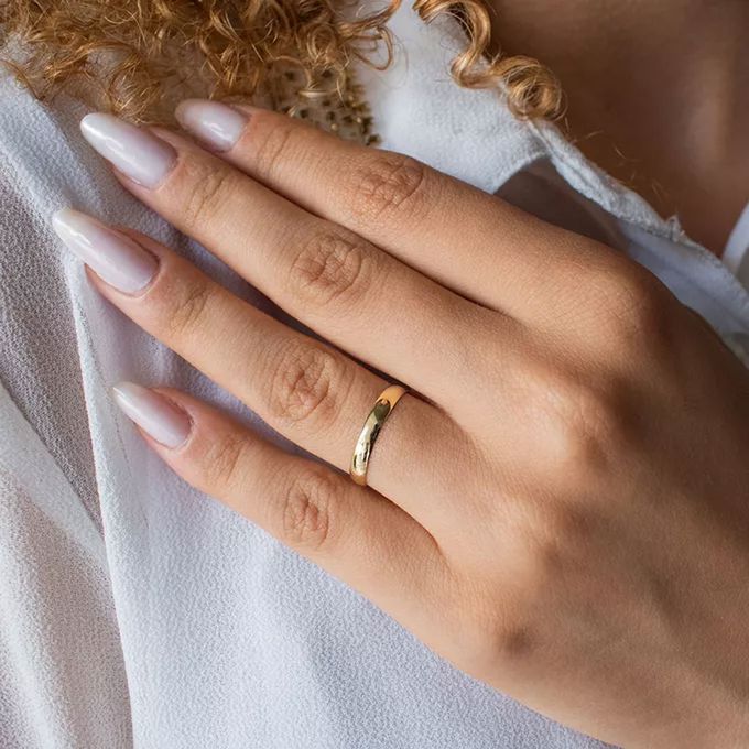 Aliança de Casamento em Ouro 14k Classic Abaulada 3mm - Par