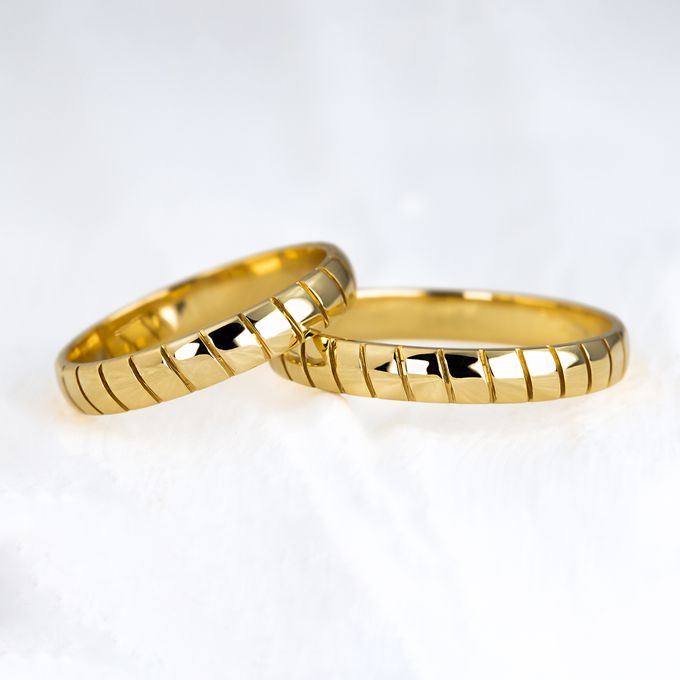 Aliança de Casamento em Ouro 3mm Polida Escamas - Par