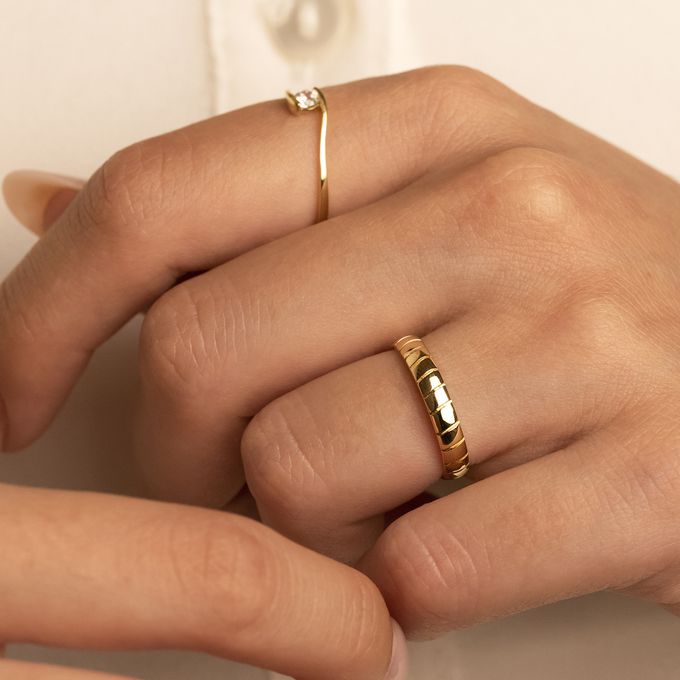 Aliança de Casamento em Ouro 3mm Polida Escamas - Par