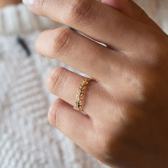 Aliança de Casamento em Ouro 3mm Folhas Flora - Unidade