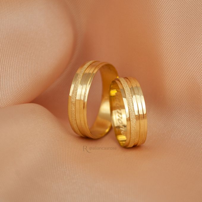 Aliança de Casamento em Ouro 18k 6mm Frisos França - Par