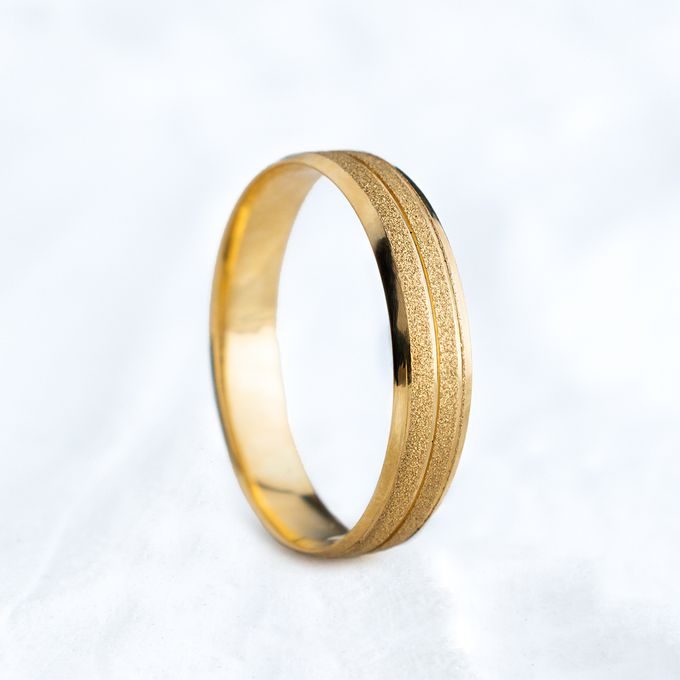 Aliança de Casamento em Ouro 4mm Diamantado Galês - Par