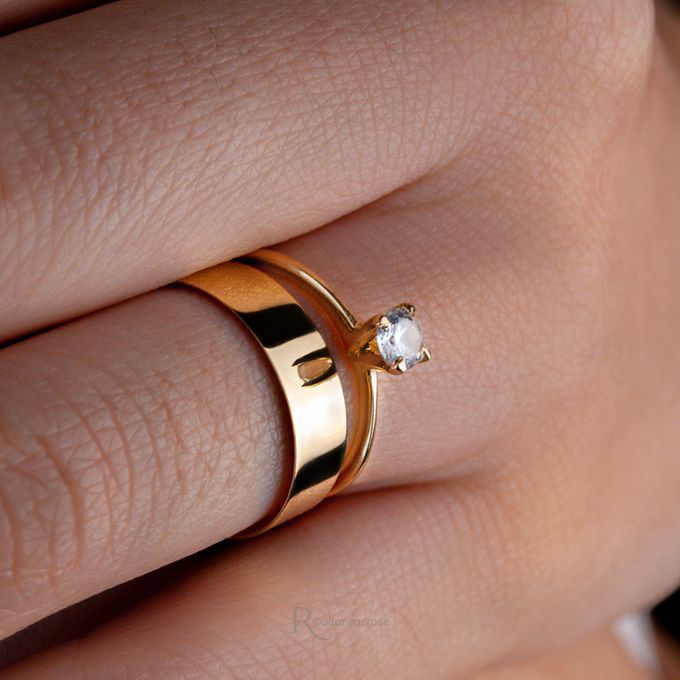 Aliança de Casamento em Ouro 5mm Bahamas e Anel Solitário Mon Amour - Combo