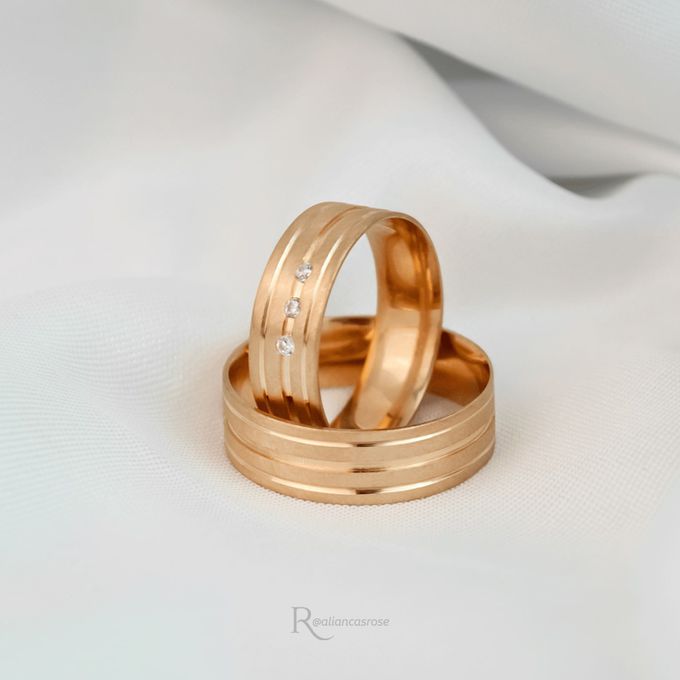 Aliança de Casamento em Ouro 6mm Cravação Pedras Primavera - Par