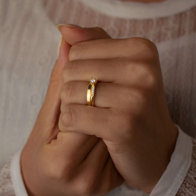 Aliança de Casamento em Ouro 3mm Viena e Anel Solitário Saron - Combo