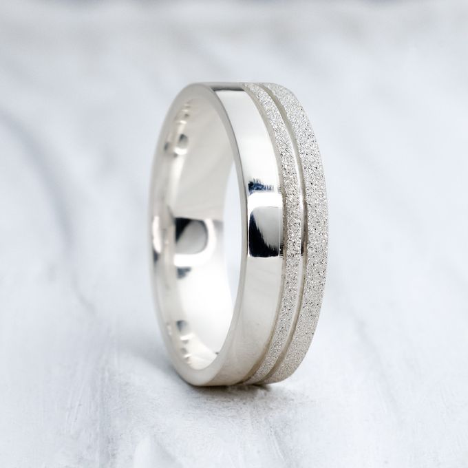  Aliança de Namoro em Prata esterlina 925 6mm Frisos Diamantados Cortez - Par