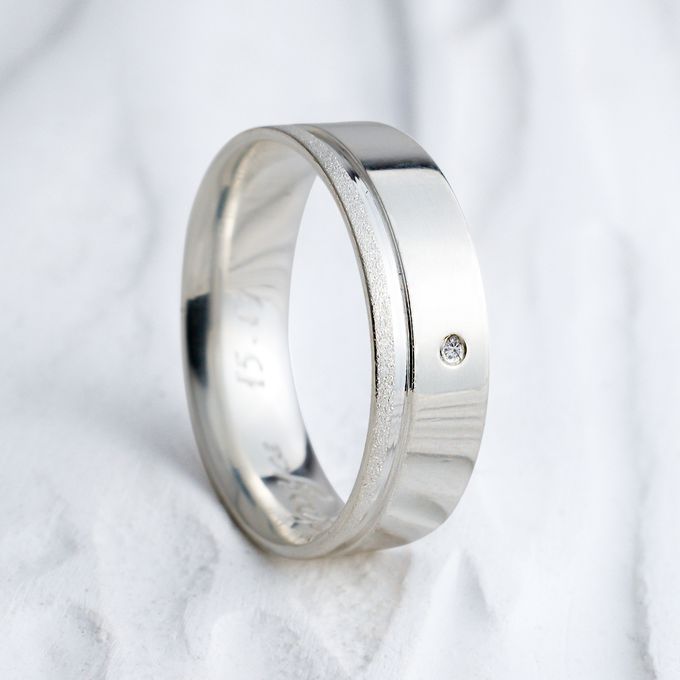  Aliança de Namoro em Prata esterlina 925 5mm diamantado Winter - Par