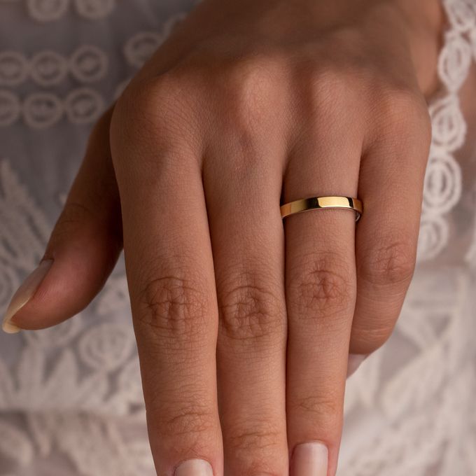 Aliança de Noivado Casamento Revestida em Ouro 3mm Reta Bahamas - Par