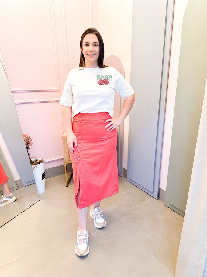 Saia Taise rosa linho 