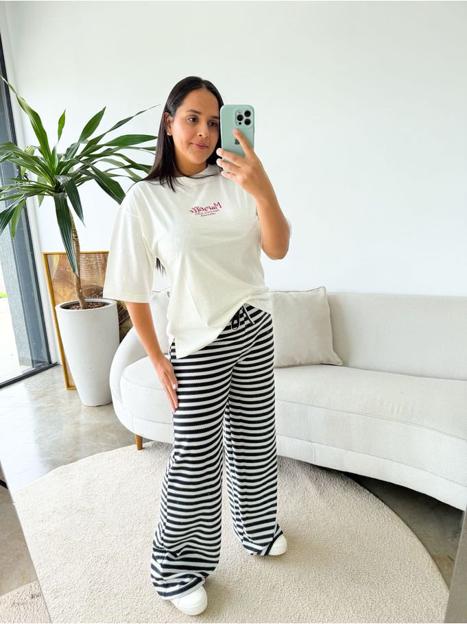 Calça Listrada Juma Preta