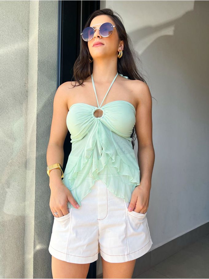 Blusa Mel Verde Transparencia 