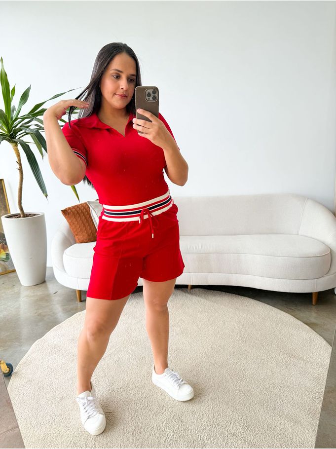 Conjunto Luna Moletinho Vermelho 