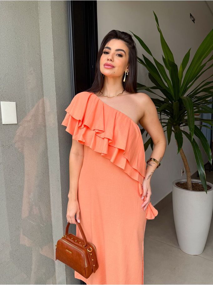 Vestido Naomi Linho Laranja