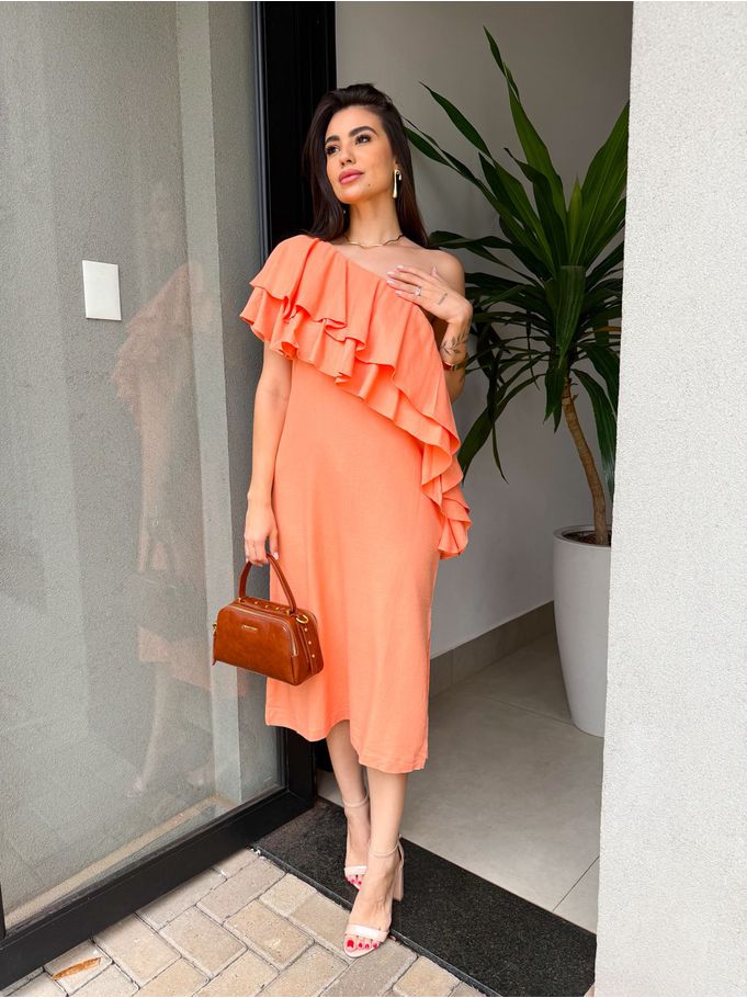 Vestido Naomi Linho Laranja