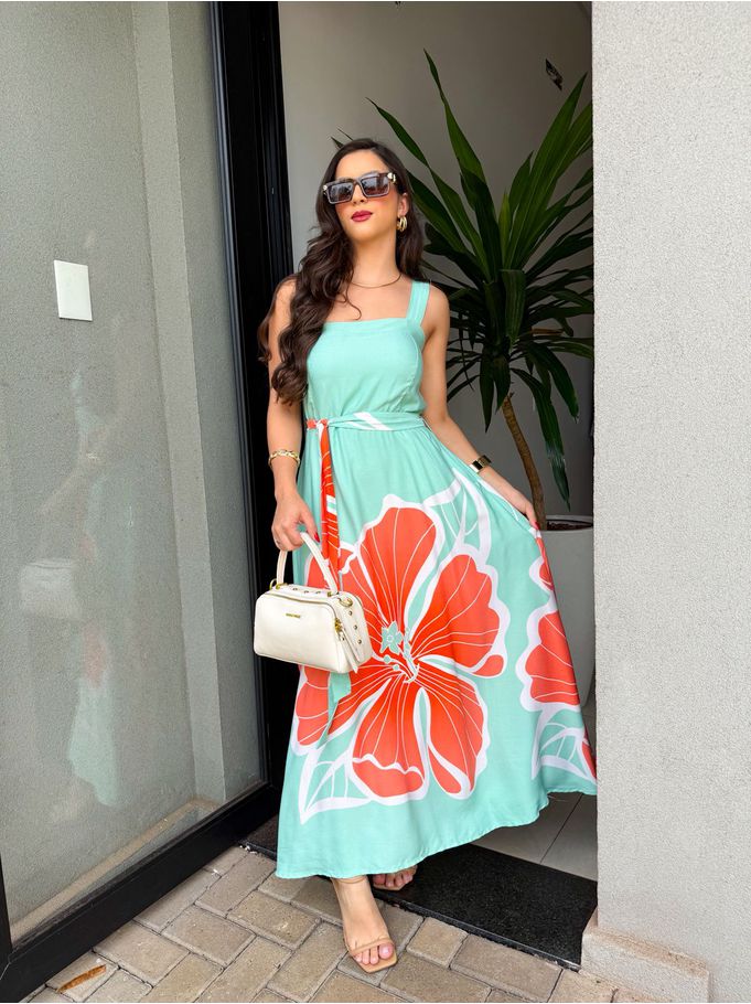 Vestido Maia Verde/Laranja