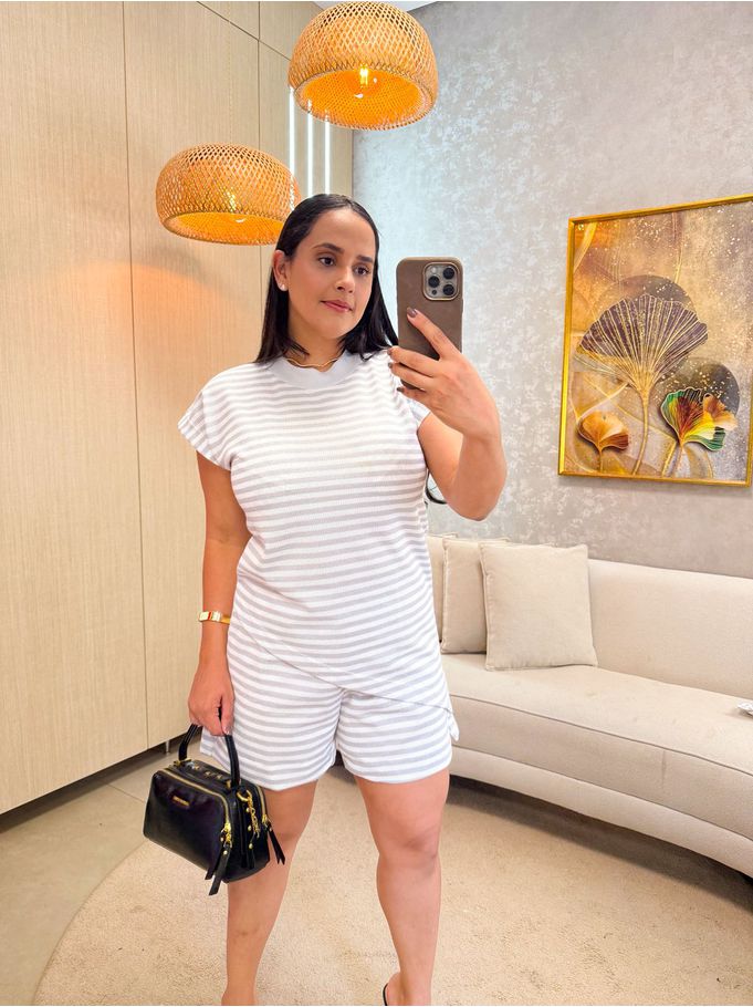 Conjunto Érica Cinza/Branco