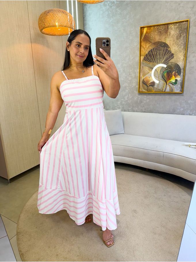 Vestido Eva Listrado Rosa