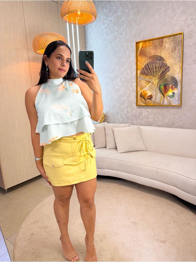 Saia Mônica Amarela Manteiga
