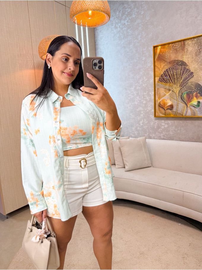 Conjunto Camisa + Cropped Diana Azul 