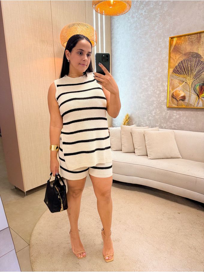 Conjunto Katarina Tricot Nude/Preto Pre Venda dia 11