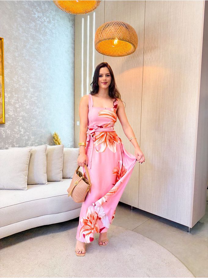 Vestido Dubai Rosa Flor 