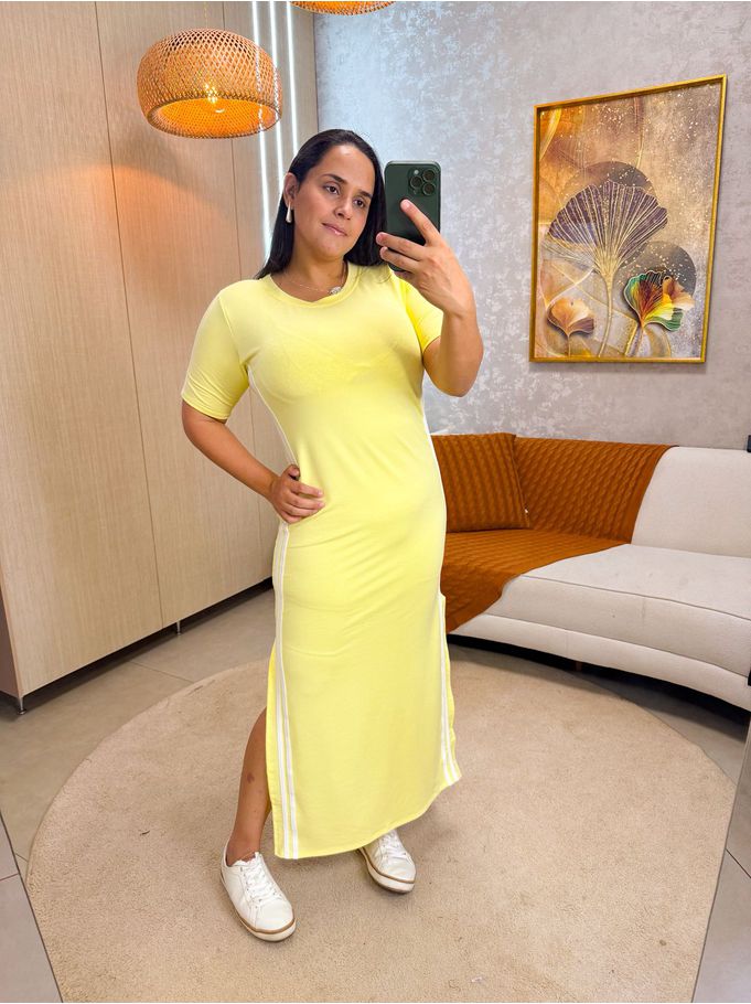 Vestido Liz Amarelo Listra 