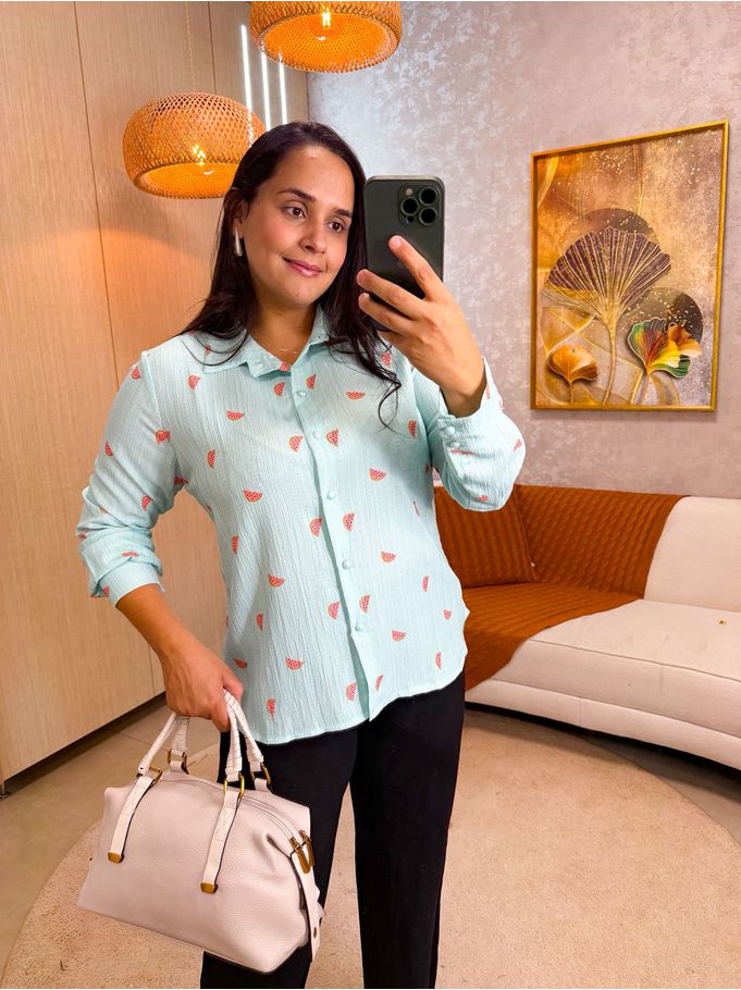 Camisa Melancia Manga Princesa Azul