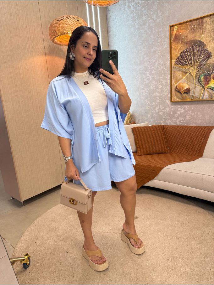 Conjunto Rafaela Kimono Azul Bebê 