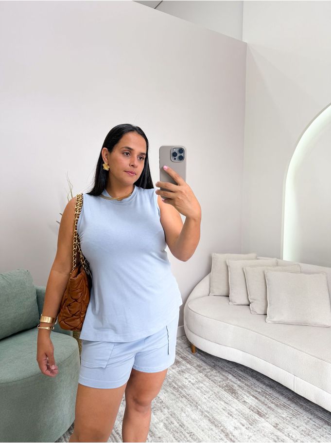 Conjunto Bianca Moletinho Azul Bebê