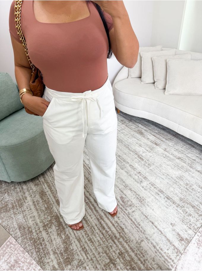 Calça Sofi Branca Amarração 