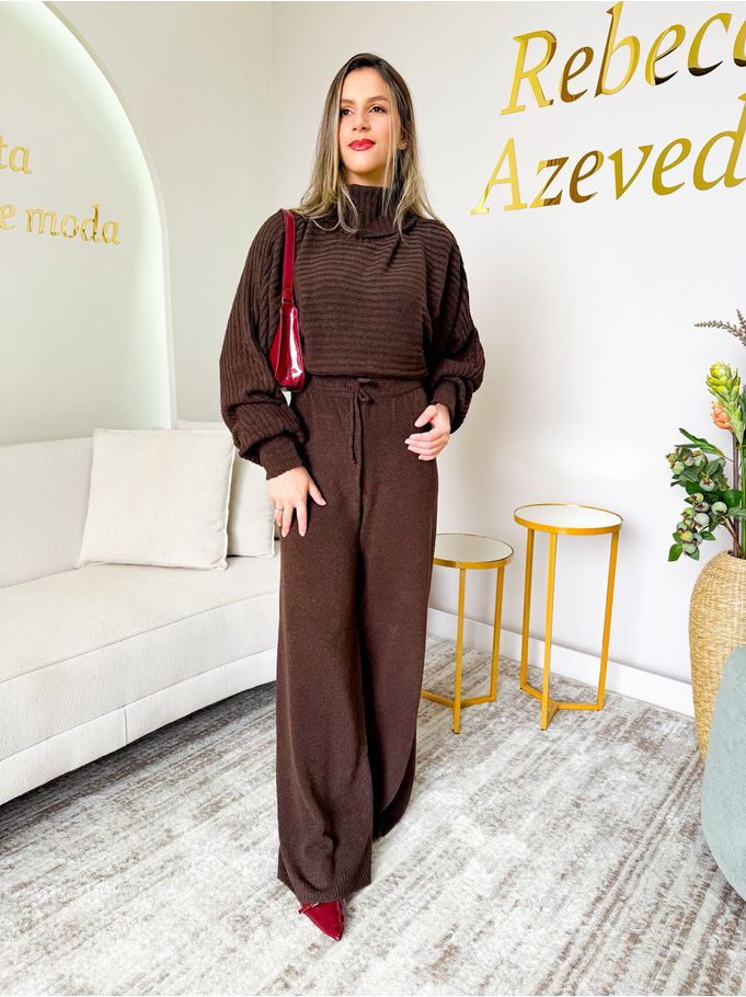 Conjunto Tricot Julia Marrom 