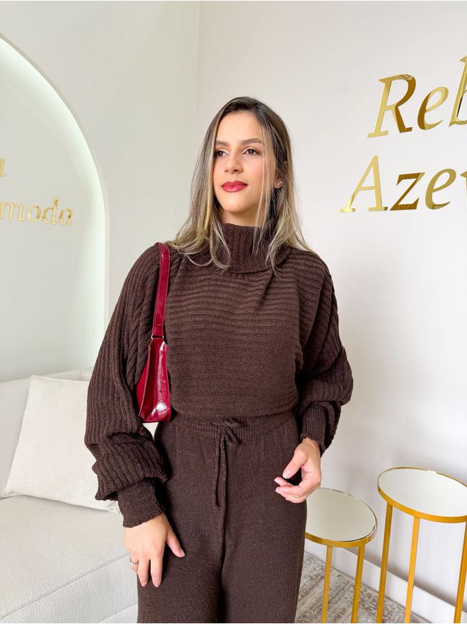 Conjunto Tricot Julia Marrom 