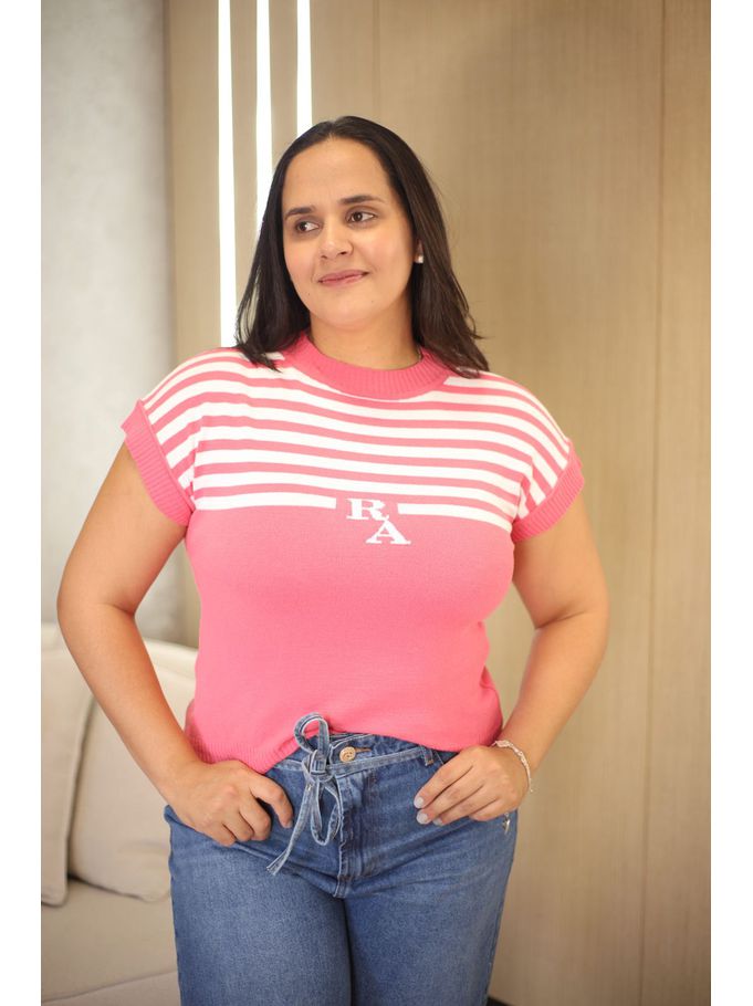 Blusa Tricot Rebeca Azevedo Rosa Chiclete