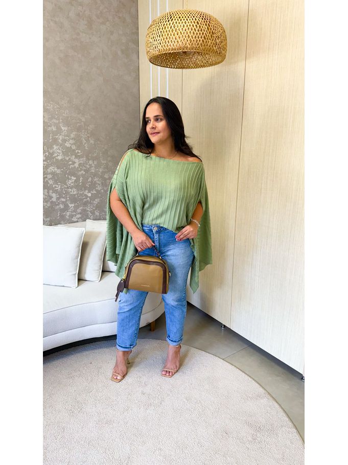 Blusa Capa Briana Verde Tricot