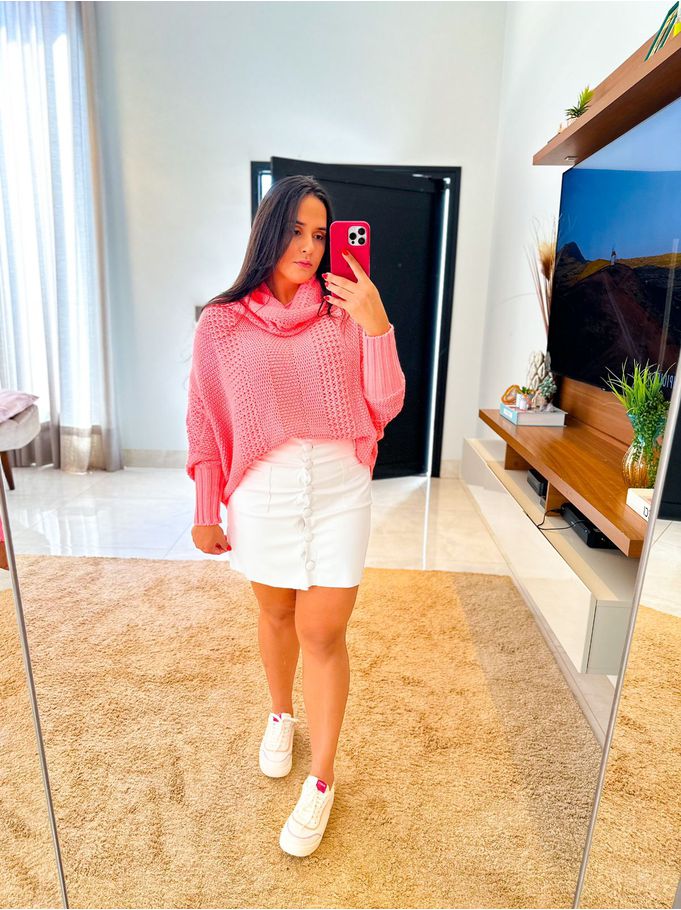 Saia Roberta Branca couro fake